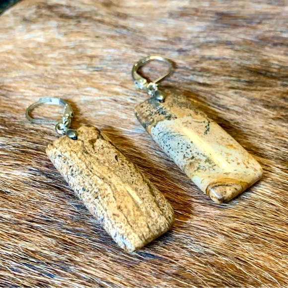 Genuine Picture Jasper Dangle Earrings - Picture 3 of 4